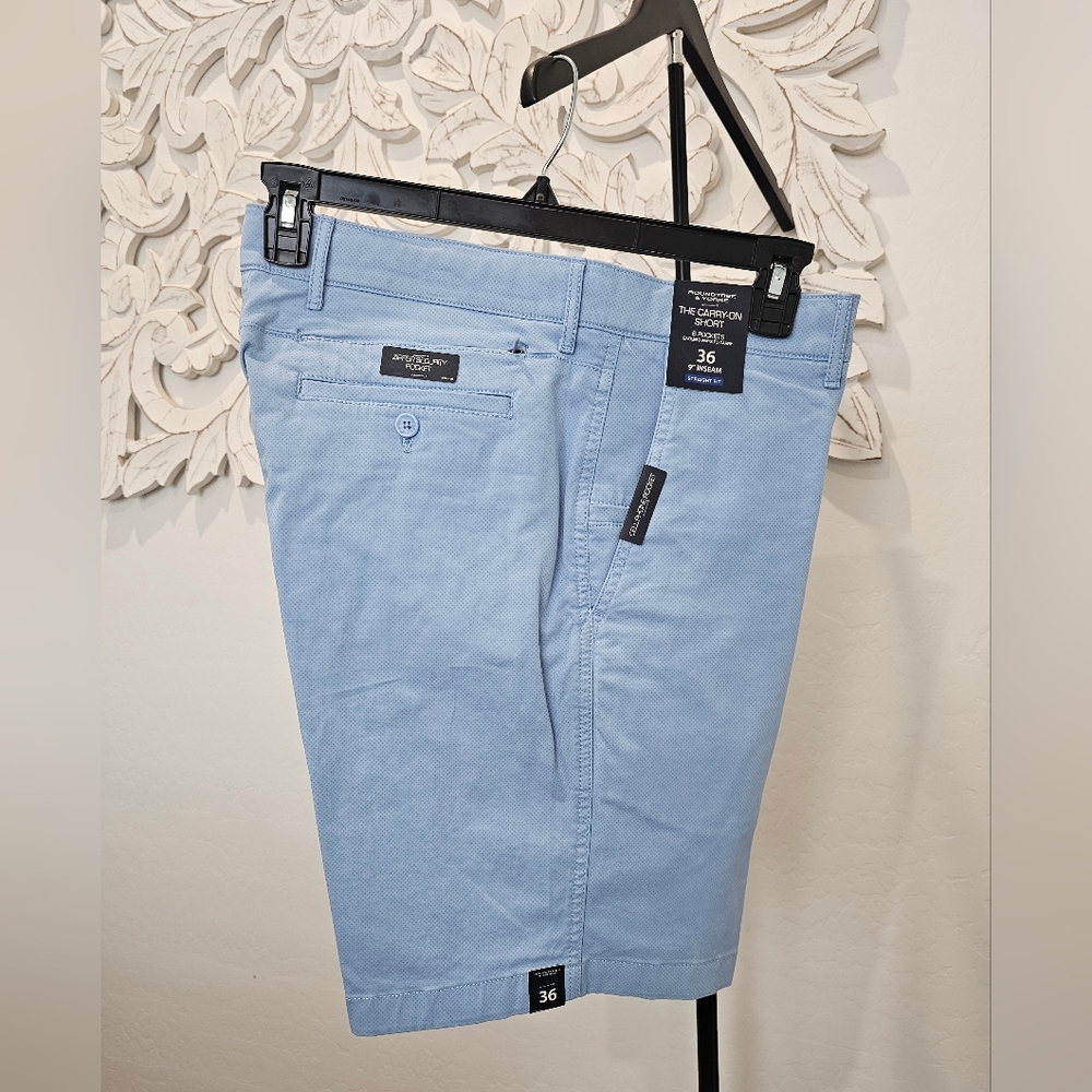 Icy Blue Flat Front Mens Travel Carry-On Shorts Sz 36, 38, 40, 42 W/ 9" Inseam